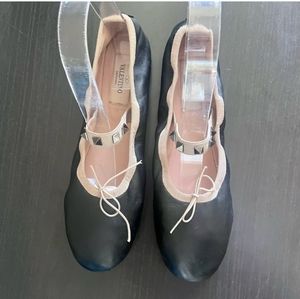 Valentino rockstud maryjane strap ballet flats black leather and nude 37